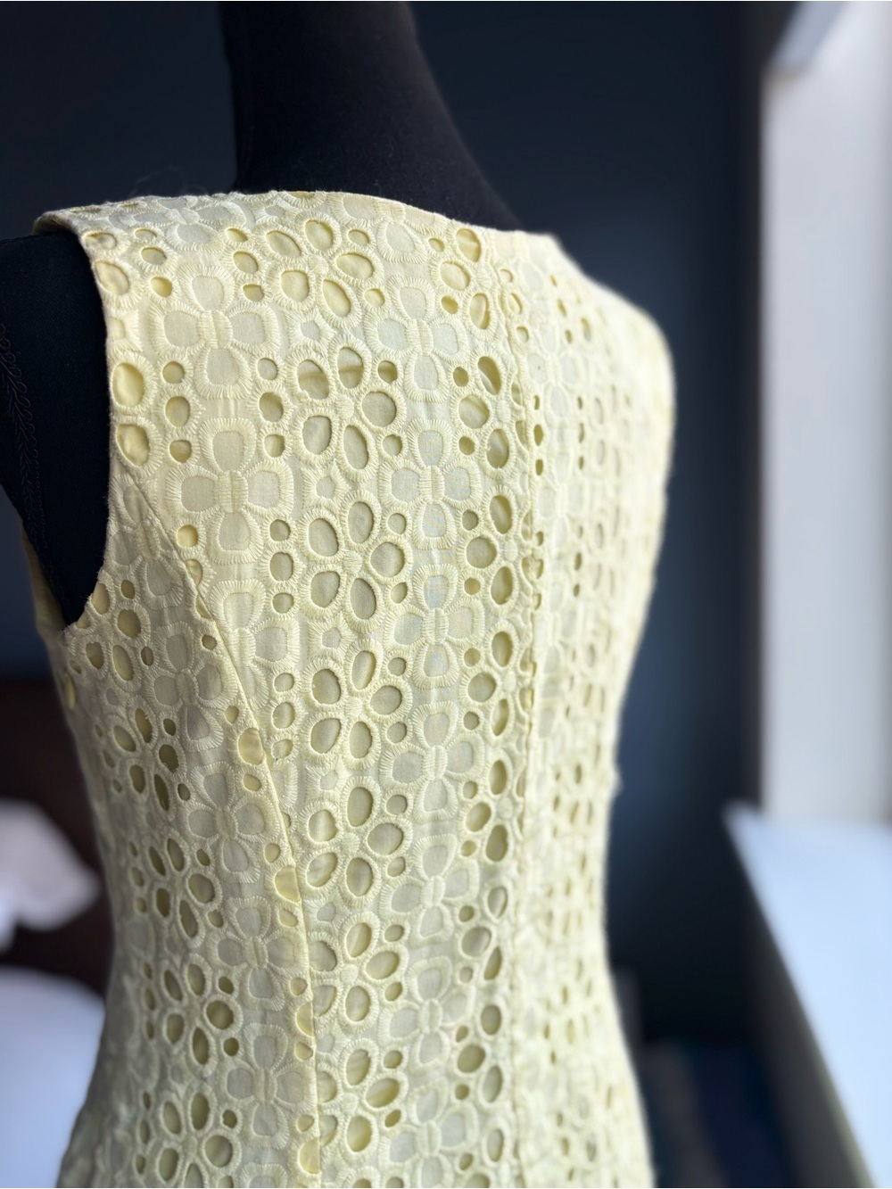 Tommy Hilfiger Butter Yellow Eyelet V-Neck Sleeveless Mini Dress - Picture 14 of 17